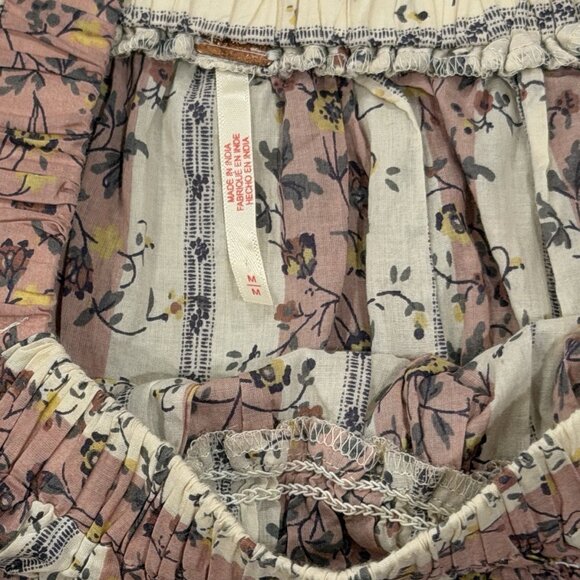 Free People Vintage Lover Blouse Relaxed Cotton Babydoll Cottage Floral Sz M EUC - Picture 3 of 6